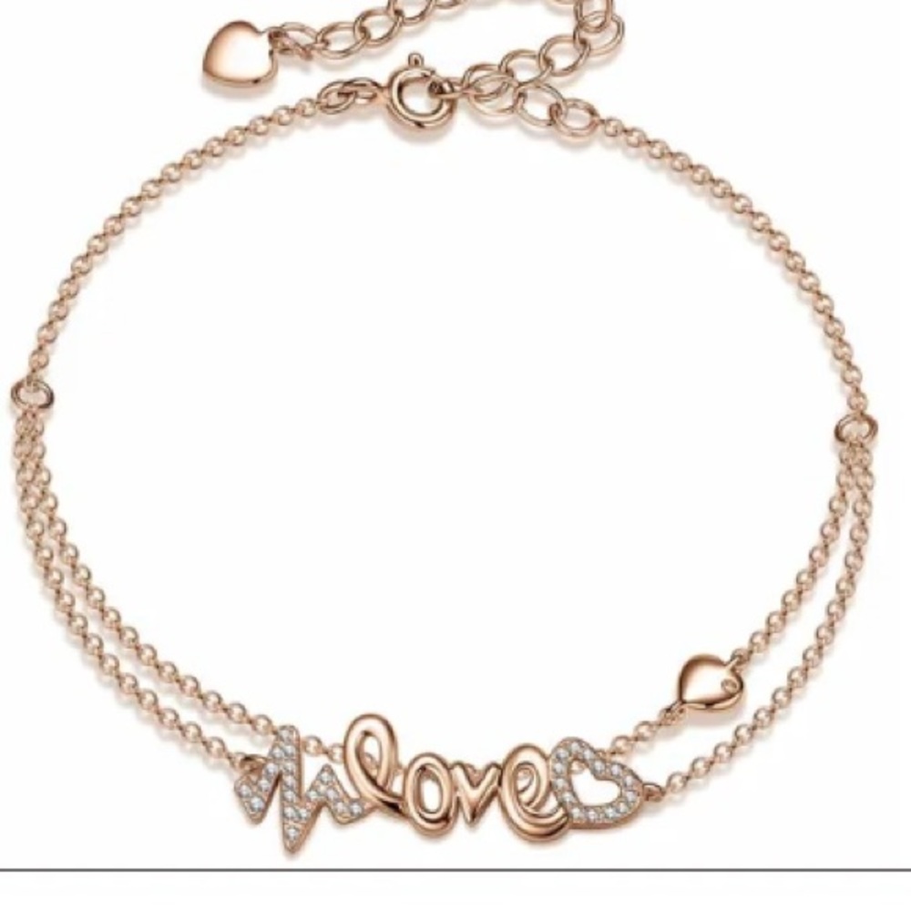 BRAND NEW GONA PARIS DOUBLE LOVE SCRIPT ROSE GOLD BRACELET